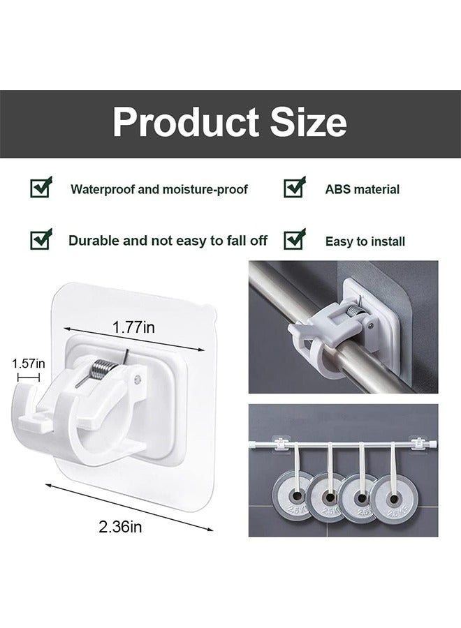 8-Piece Self Adhesive Curtain Rod Bracket, No Drill Drapery Hooks Holder, Plastic Easy Sticky Curtain Rod Hooks for Kitchen, Bathroom, Hotel (White) - Image 2