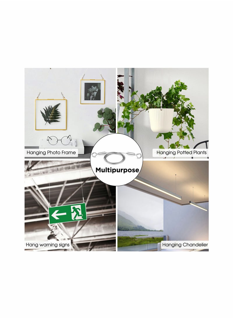SYOSI - Adjustable Picture Hanging Wire, 2 Pcs Mirror Frame Kit 2m x1.5mm Heavy Duty Stainless Steel Wire Rope for Mirror Hanging Hardware, Light Lamp, Billboards, Basket Flowerpot Hold Up to 20kg - Image 1