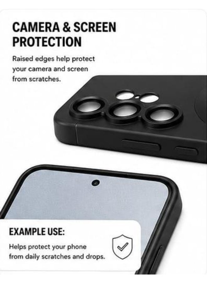 S25 Ultra Magnetic Matte Case Shockproof Anti Fingerprint Slim Protective Back Cover Camera Protection Black - Image 3