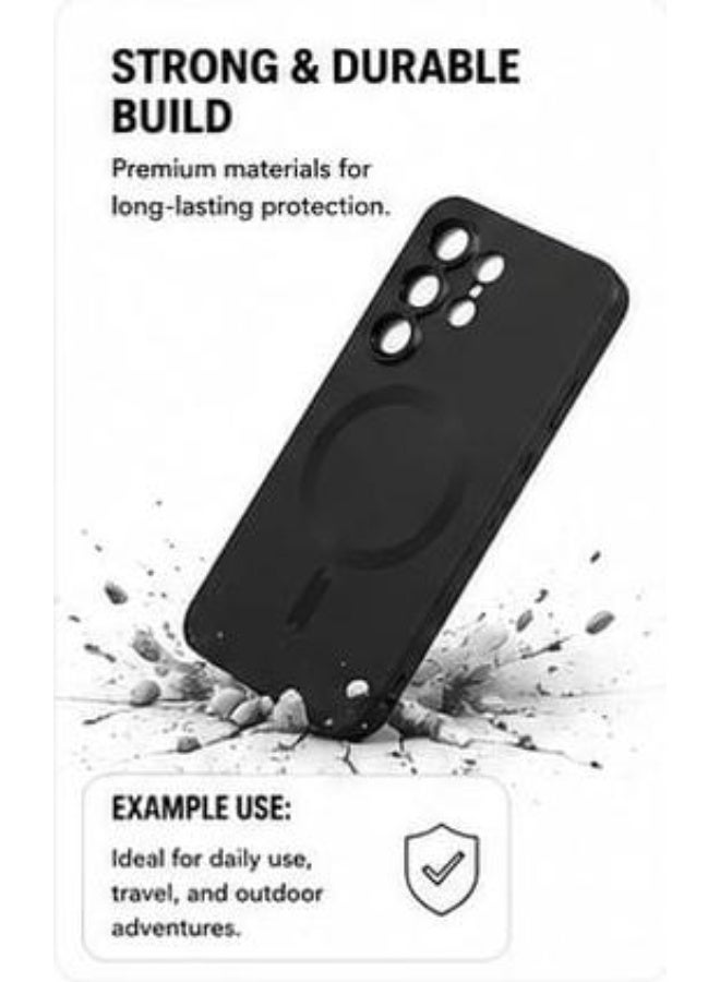 S25 Ultra Magnetic Matte Case Shockproof Anti Fingerprint Slim Protective Back Cover Camera Protection Black - Image 4