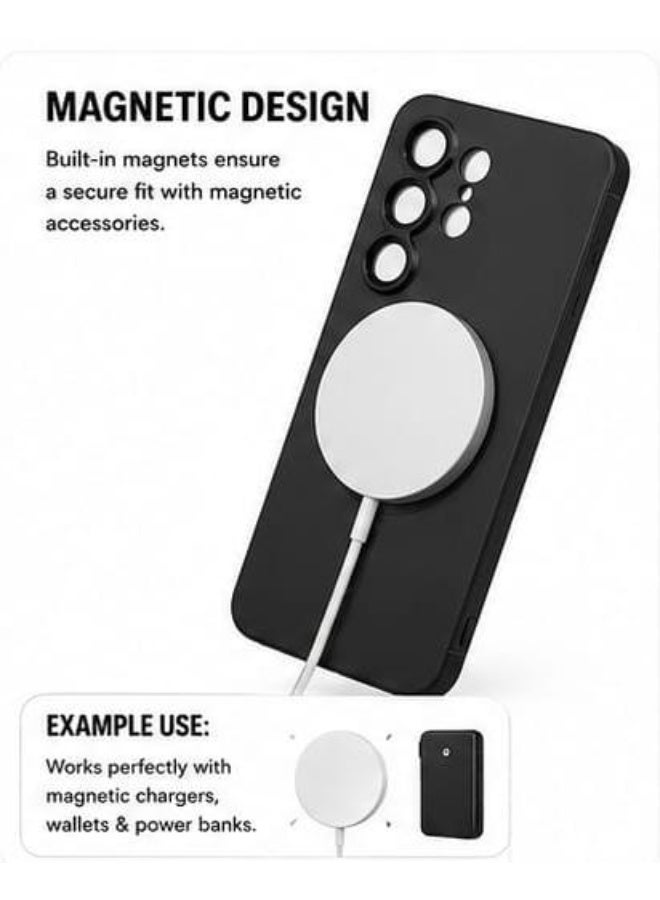 S25 Ultra Magnetic Matte Case Shockproof Anti Fingerprint Slim Protective Back Cover Camera Protection Black - Image 2