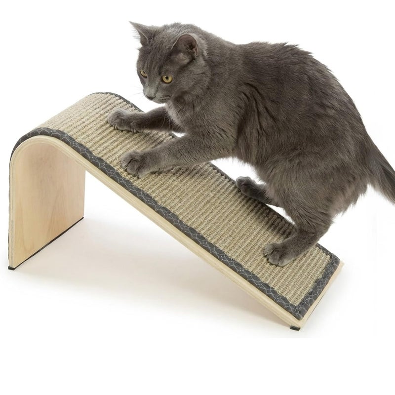 SmartyKat Sisal Angle Ramp Cat Scratcher, Natural Woven Sisal Surface & Stable Wooden Structure with Organic Catnip - Image 1