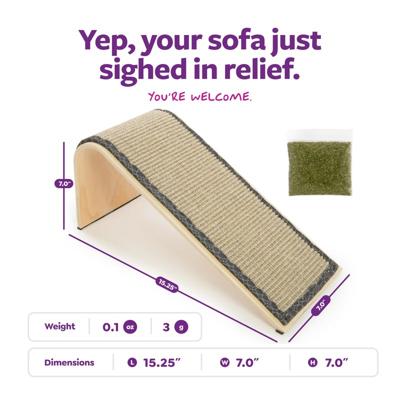 SmartyKat Sisal Angle Ramp Cat Scratcher, Natural Woven Sisal Surface & Stable Wooden Structure with Organic Catnip - Image 3