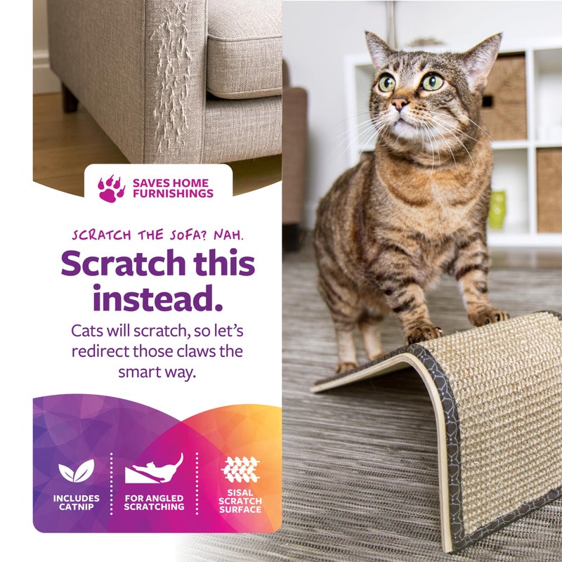 SmartyKat Sisal Angle Ramp Cat Scratcher, Natural Woven Sisal Surface & Stable Wooden Structure with Organic Catnip - Image 2