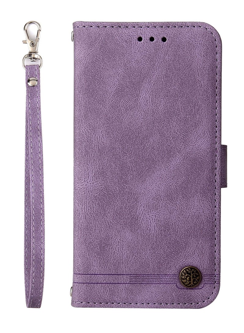 Suteni Crossbody Strap Flip Cover Card Slots Leather Phone Case for Samsung - Image 1