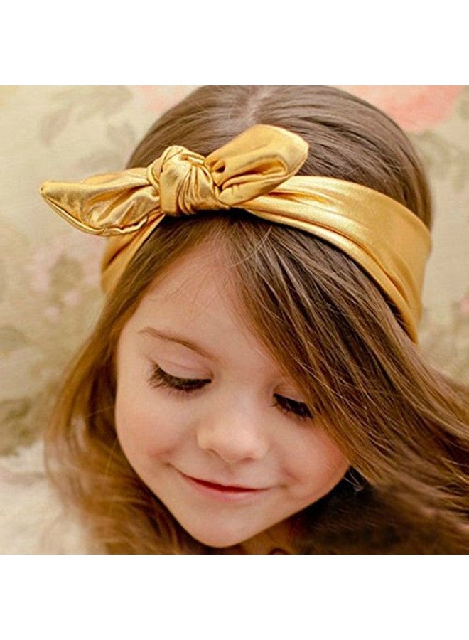 AISIBO Baby Headbands, Children Big Bow Elasticity Headband Kids for Girls Newborn Infant Toddlers Kids (Gold) - Image 3
