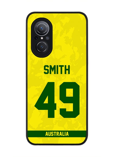 Rugged Black Edge Case for Huawei Nova 9 SE , Slim fit Soft Case Flexible Rubber Edges Thin Cover - Player Name - Steve Smith, Jersey Number- 49