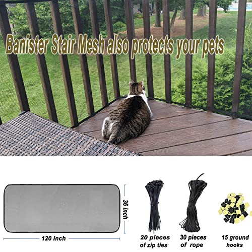 Gulissa Banister Guard for Baby, Balcony Netting for Pets, 10ft x 3ft, Baby Safety Stairs Rail Net Provides Your Baby with a Environment, Baby Stair Net Fit for Child, Small Pet, Toy - Black - Image 3