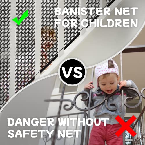 Gulissa Banister Guard for Baby, Balcony Netting for Pets, 10ft x 3ft, Baby Safety Stairs Rail Net Provides Your Baby with a Environment, Baby Stair Net Fit for Child, Small Pet, Toy - Black - Image 4