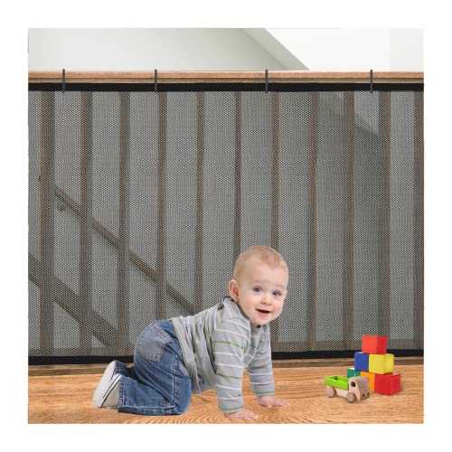 Gulissa Banister Guard for Baby, Balcony Netting for Pets, 10ft x 3ft, Baby Safety Stairs Rail Net Provides Your Baby with a Environment, Baby Stair Net Fit for Child, Small Pet, Toy - Black - Image 1