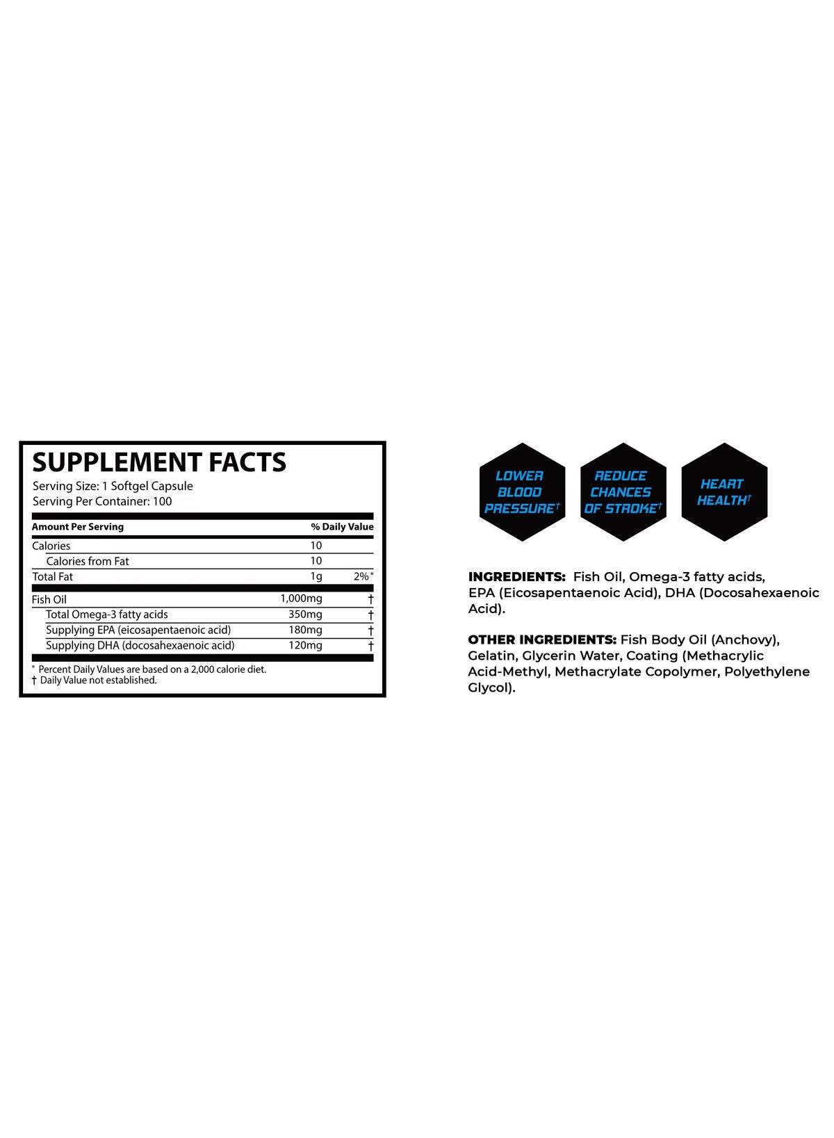 Muscle Rulz Omega-3 Fish Oil Softgels 1000mg 100'S