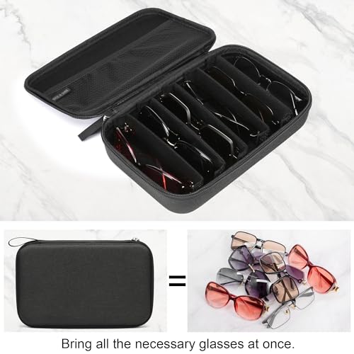 Bukere Travel Sunglasses Organizer Case Adjustable Slot For Multiple Eyeglasses Hard-shell Portable Storage Box for Men Women - Image 5