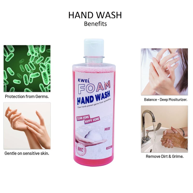 KWEL 500ml Foaming Hand Wash Liquid, Natural Germ Protection, Clean & Softer Hand, (Set of 1) - Image 4
