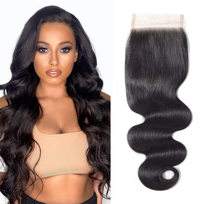 Jinhongze Body Wave Closure Human Hair Lace Closure Brazilian 12A Unprocessed Body Wave Hair 4x4 HD Lace Closure Free Part Natural Black Color18