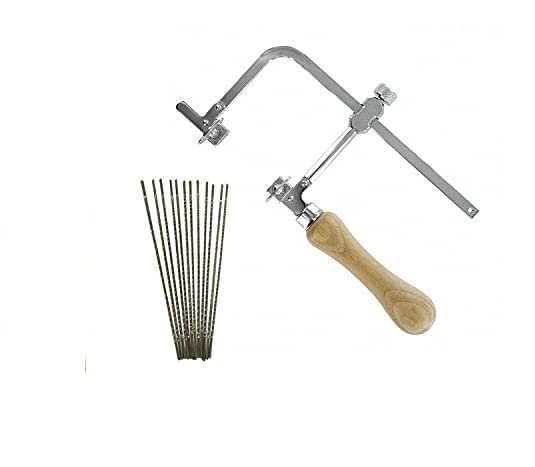 Sahni Tools Adjustable Steel Hand Saw Frame Coping with 144 Piece Blades 75mm Inner Height For Gold and Silver and Other Art n Craft Use Jewelers Saw Frame Handpowered - Image 1