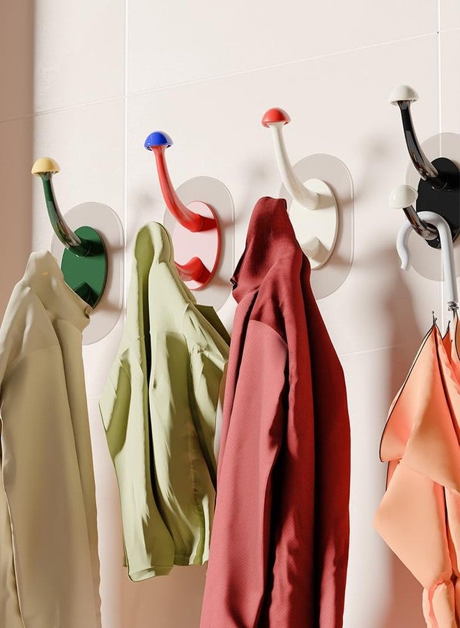 ELMVIA Self Adhesive Wall Hooks Hanger Hook for Bathroom & Kitchen Multi-Purpose Use Heavy Duty Waterproof and Rustproof Upto10KG (Self-Adhesive Wall Hooks, 4PCS) - Image 1