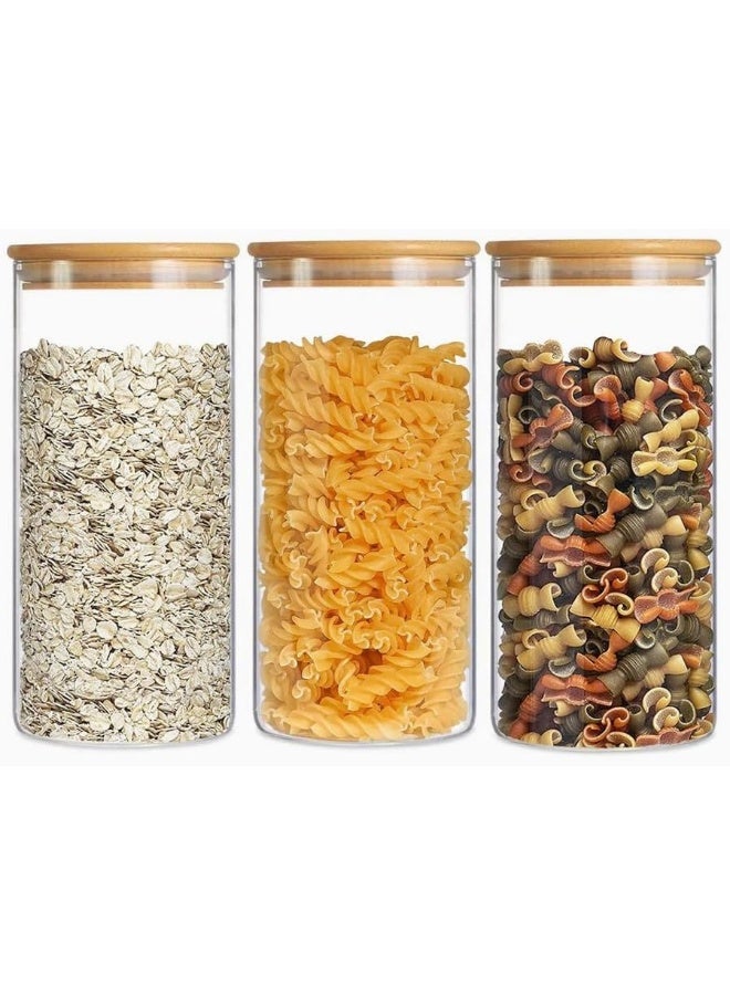 Clear Glass Round Jar With Wooden Lid 2400Ml 10X10 X 30 Cm Set Of 6  Pieces  - Image 3