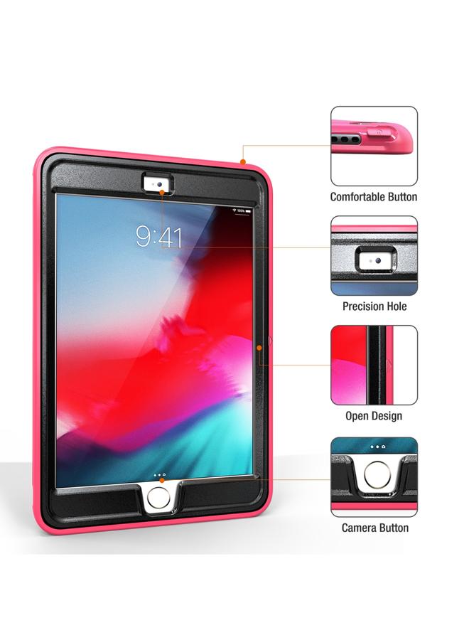 زبون جراب لجهاز iPad mini 3 و2 و1، غطاء واقٍ من البولي كربونات والبولي يوريثين الحراري، قابل للدوران 360 درجة، مع حامل وحزام يد - Image 3