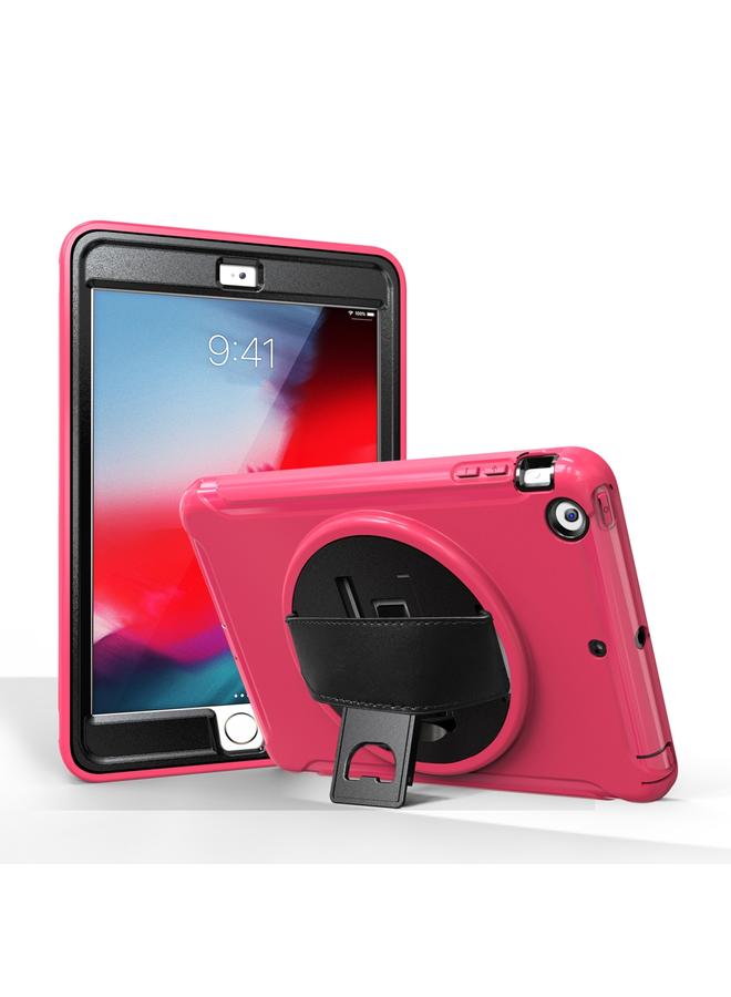 زبون جراب لجهاز iPad mini 3 و2 و1، غطاء واقٍ من البولي كربونات والبولي يوريثين الحراري، قابل للدوران 360 درجة، مع حامل وحزام يد - Image 1