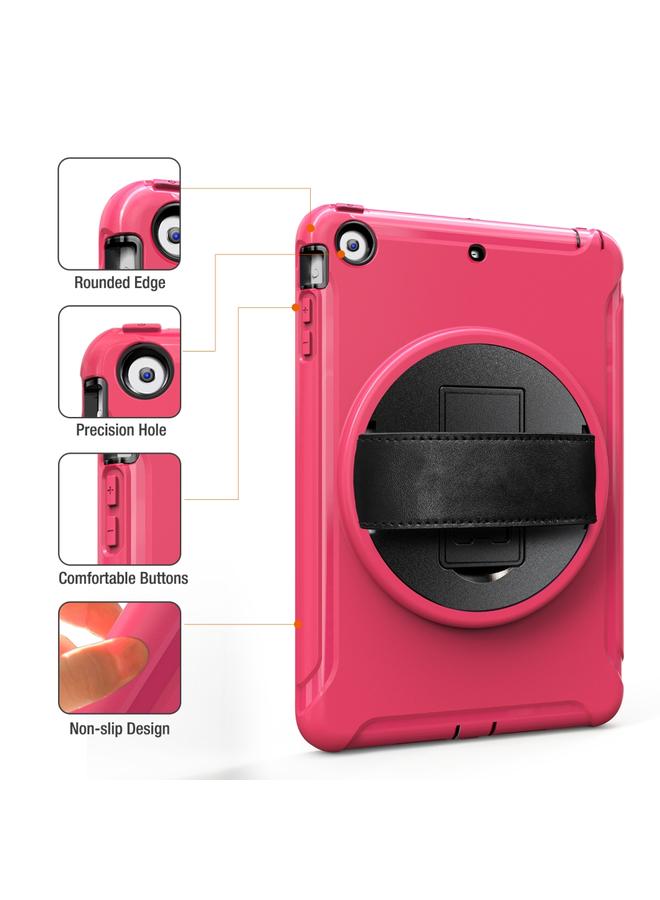 زبون جراب لجهاز iPad mini 3 و2 و1، غطاء واقٍ من البولي كربونات والبولي يوريثين الحراري، قابل للدوران 360 درجة، مع حامل وحزام يد - Image 4