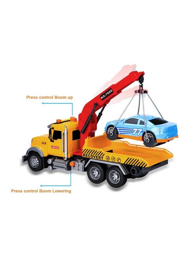 Generic - Big Tow Trucks Toy Trucks With Hook And Car For Boys Pull Back Truck Toys With Light And Sound For Kids (1:18 Plastic Tow Truck) - Image 1