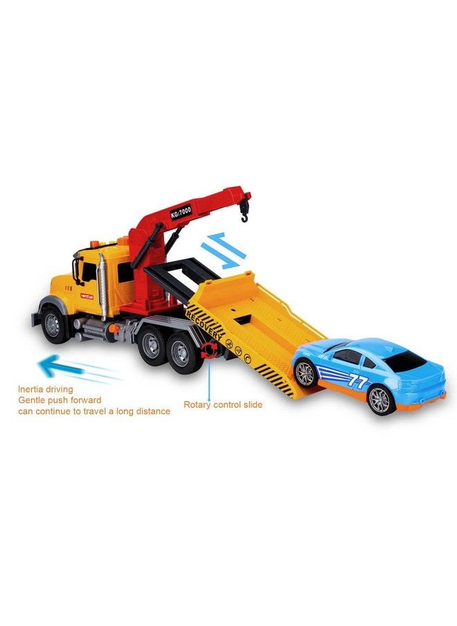 Generic - Big Tow Trucks Toy Trucks With Hook And Car For Boys Pull Back Truck Toys With Light And Sound For Kids (1:18 Plastic Tow Truck) - Image 1