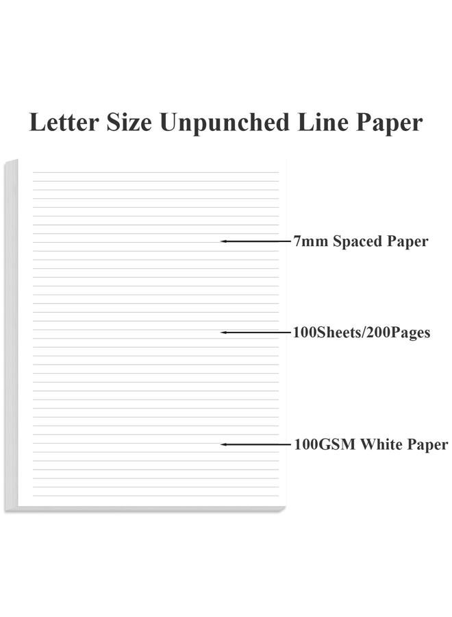 Yaridar Unpunched Line Paper - 100 Sheets/200 Pages Loose Leaf Paper Line Refills, Letter Size Paper, 100gsm White Paper, 8.5" x 11" - Image 2
