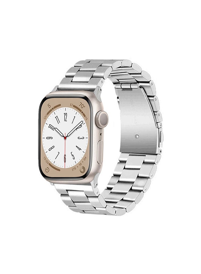 NIBEMINENT Stainless Steel Band for Apple Watch 41mm 40mm 38mm Compatible with iWatch Strap Series 8/7/6/5/4/3/2/1/SE/SE2 Silver  - Image 1