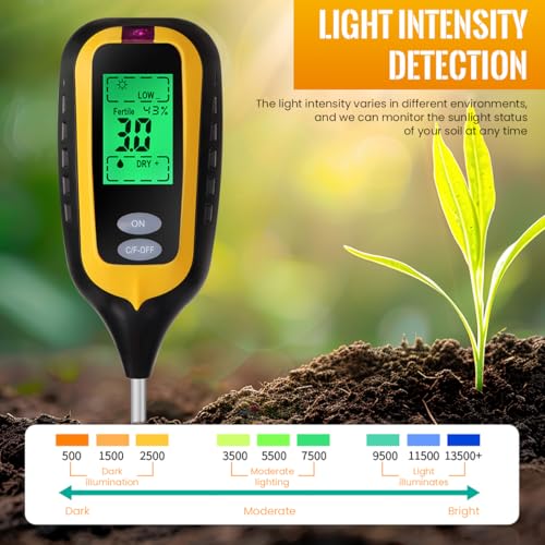 Serplex® Soil Moisture Meter 6 in 1 Digital Tester for PH/Light/Temp/Moisture/Fertility/Air Humidity, for Flowers and Potted Plants, Outdoors, Clear LCD Display, 9V Powered (Battery Not Included) - Image 4