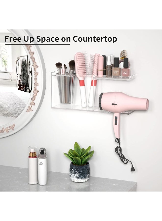 TPGP Hair Tools Organizer Wall Mount Clear Acrylic Hair Dryer Holder - Image 4