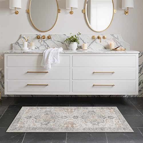 GENIMO Runner Rug 2x4, Non Slip Hallway Runner Rugs, Low Pile Lightweight Machine Washable Vintage Rug for Hallway, Entryway, Bedroom, Kitchen and Corridor,Taupe - Image 3