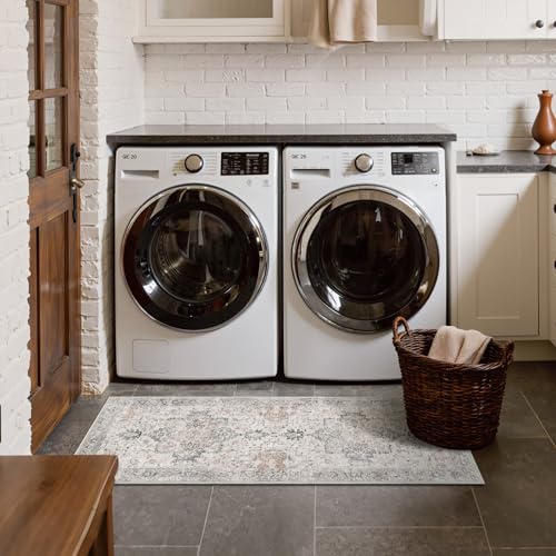 GENIMO Runner Rug 2x4, Non Slip Hallway Runner Rugs, Low Pile Lightweight Machine Washable Vintage Rug for Hallway, Entryway, Bedroom, Kitchen and Corridor,Taupe - Image 2