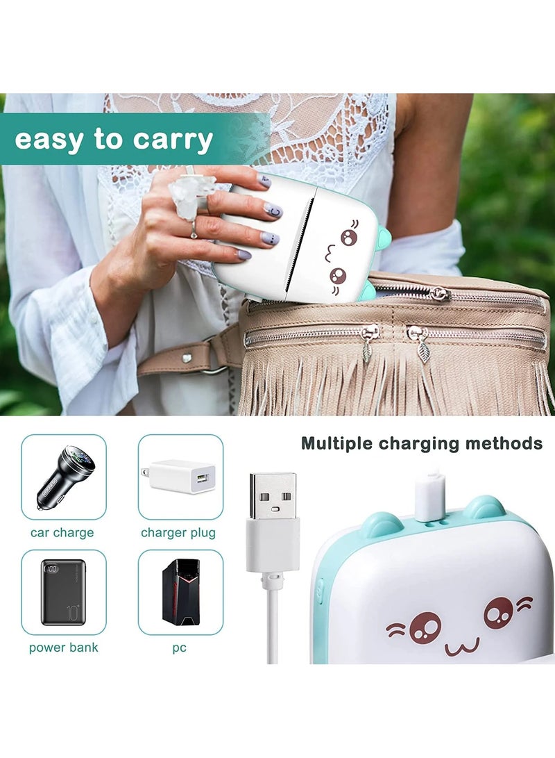 Mini Pocket Printer Cute Thermal Printer with Thermal Printing Paper and USB Cable, Portable Inkless Thermal Label Maker for Retail Store and Home Printing Barcodes - Image 2
