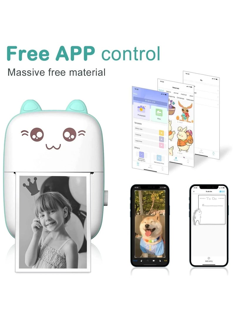 Mini Pocket Printer Cute Thermal Printer with Thermal Printing Paper and USB Cable, Portable Inkless Thermal Label Maker for Retail Store and Home Printing Barcodes - Image 5