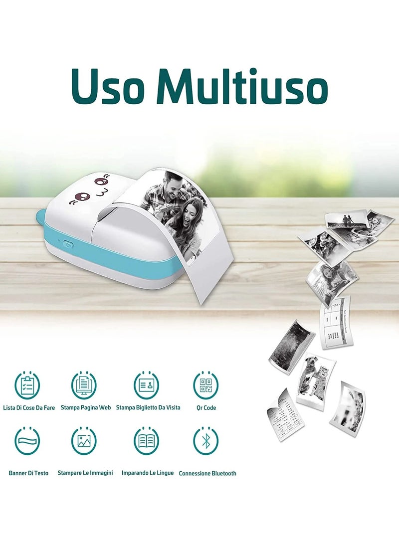 Mini Pocket Printer Cute Thermal Printer with Thermal Printing Paper and USB Cable, Portable Inkless Thermal Label Maker for Retail Store and Home Printing Barcodes - Image 4