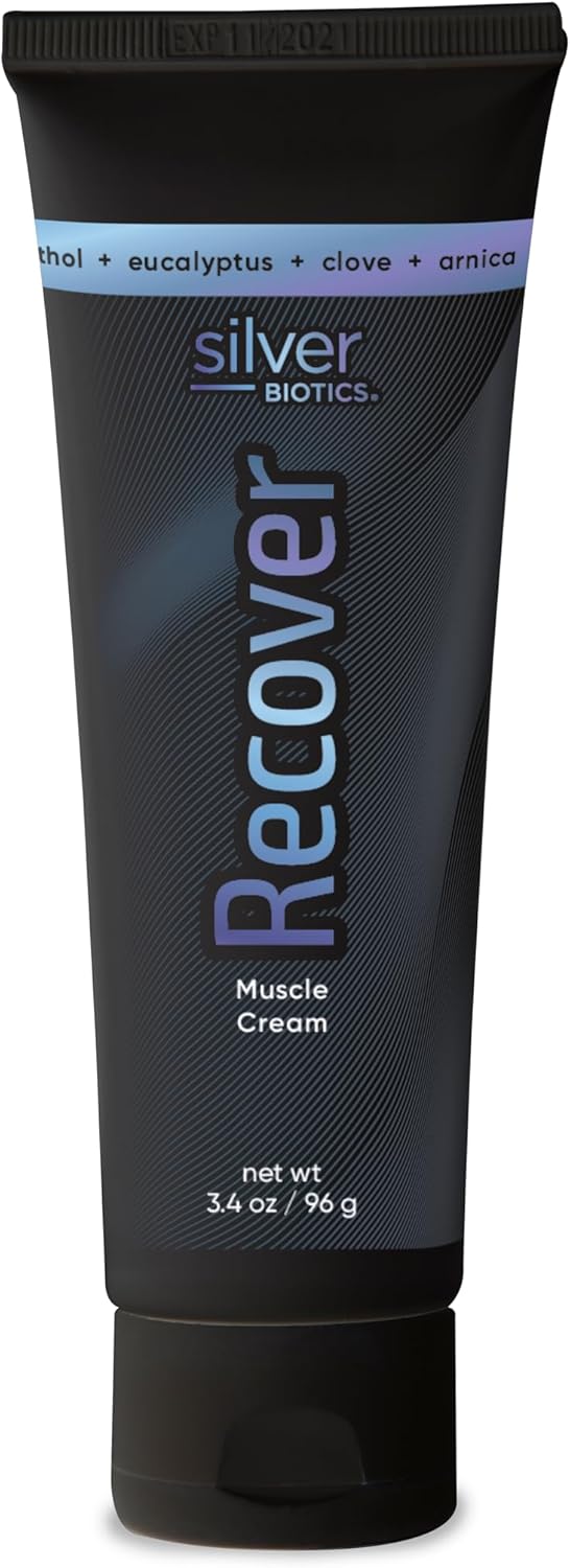 Silver Biotics Recover Muscle Cream  20 ppm Patented Silver Solution  Arnica  Jojoba Oil  Camphor  Vitamin E  Silver Strong34oz - Image 1