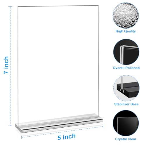 EHWINE 6 Pack Acrylic Sign Holders - 5 x 7, Double-Sided Stand Up Table Top Sign Holders, Clear Acrylic Picture Frame Menu Flyer Paper Display Stand for Office Business Store Wedding Party - Image 3