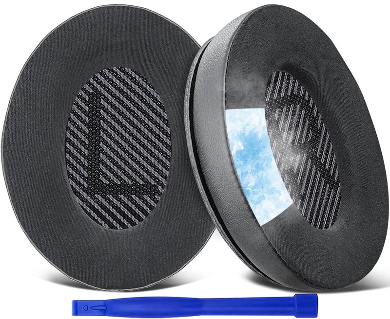 SoloWIT Cooling-Gel Replacement Ear Pads for Bose QuietComfort 35 (QC35) and Quiet Comfort 35 II (QC35 II) Over-Ear Headphones, Earpads Cushions with Ice Silk Fabric - Black - Image 1