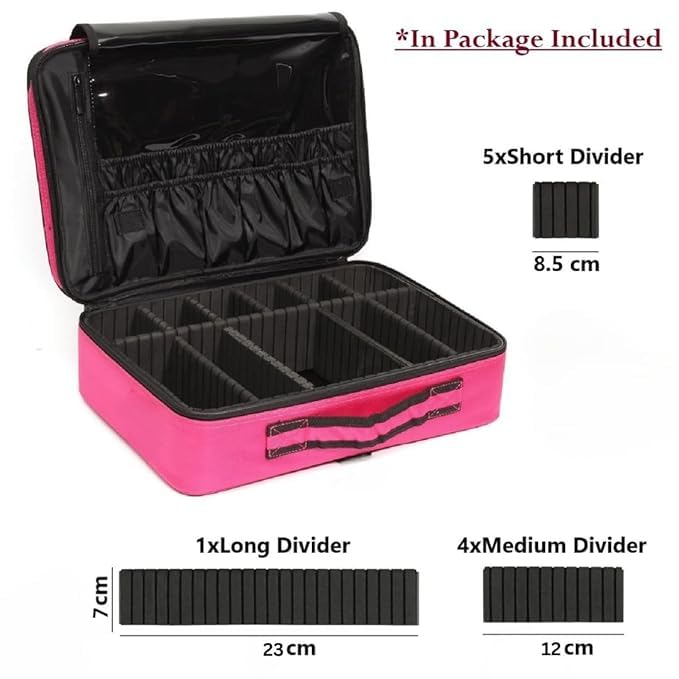 GLOBELLE Carry Case for PMU Makeup Portable Organizer with Adjustable Compartments Durable Design Professional Cosmetic Travel Bag for Permanent Makeup Artists Pink - Image 2