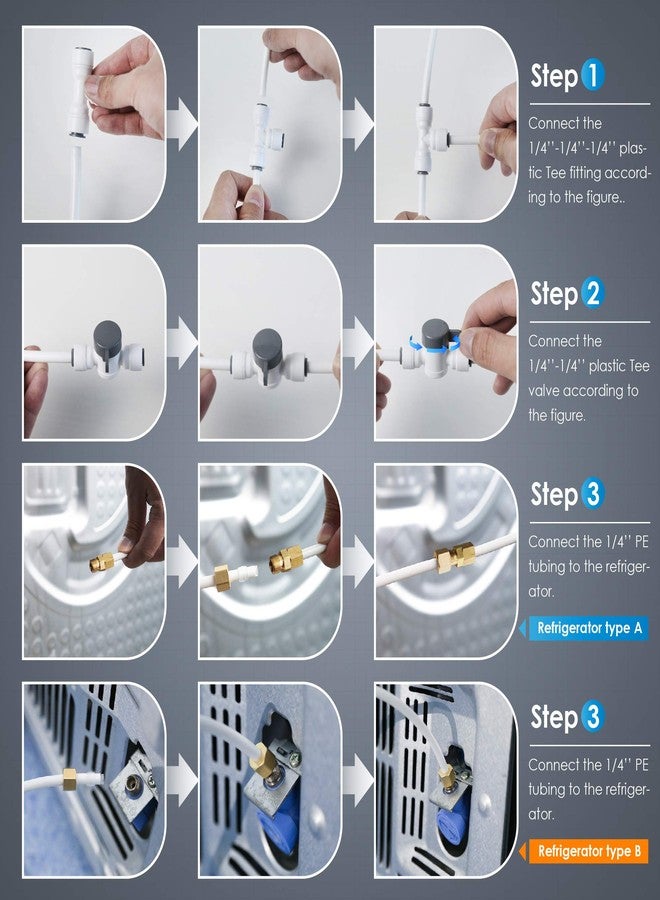 ووتر دروب طقم توصيل خط المياه Waterdrop KITB مقاس 1/4 بوصة لسلسلة WD-10/15/17UB، ونظام التناضح العكسي WD-G2/G3 وiSpring، وAPEC، وExpress Water، ونظام التناضح العكسي Home Master، وتوصيله بالثلاجة/صانعة الثلج - Image 3