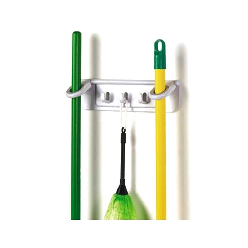 Lexazo New Wall Mounted Mop and Broom Duster Brush Holder Organizer Storage Rack 105 x 3 White - Image 5
