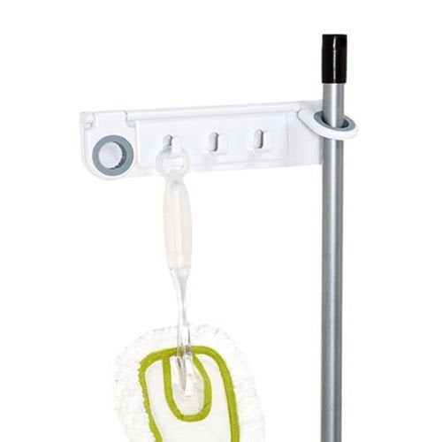 Lexazo New Wall Mounted Mop and Broom Duster Brush Holder Organizer Storage Rack 105 x 3 White - Image 4