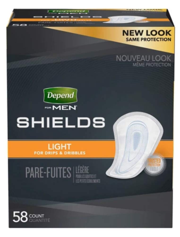 DependsMen Incontinence Shields/Pads Light Absorbency - 1 Box - Image 1