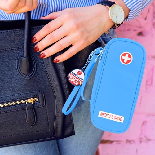 Jayour EpiPen Medical Carrying Case Insulated, Travel Medication Organizer Bag Emergency Medical Pouch, Fits 2 EpiPens, Asthma Inhaler, Anti-Histamine, Auvi-Q, Allergy Medicine Essentials (Blue) - Image 5