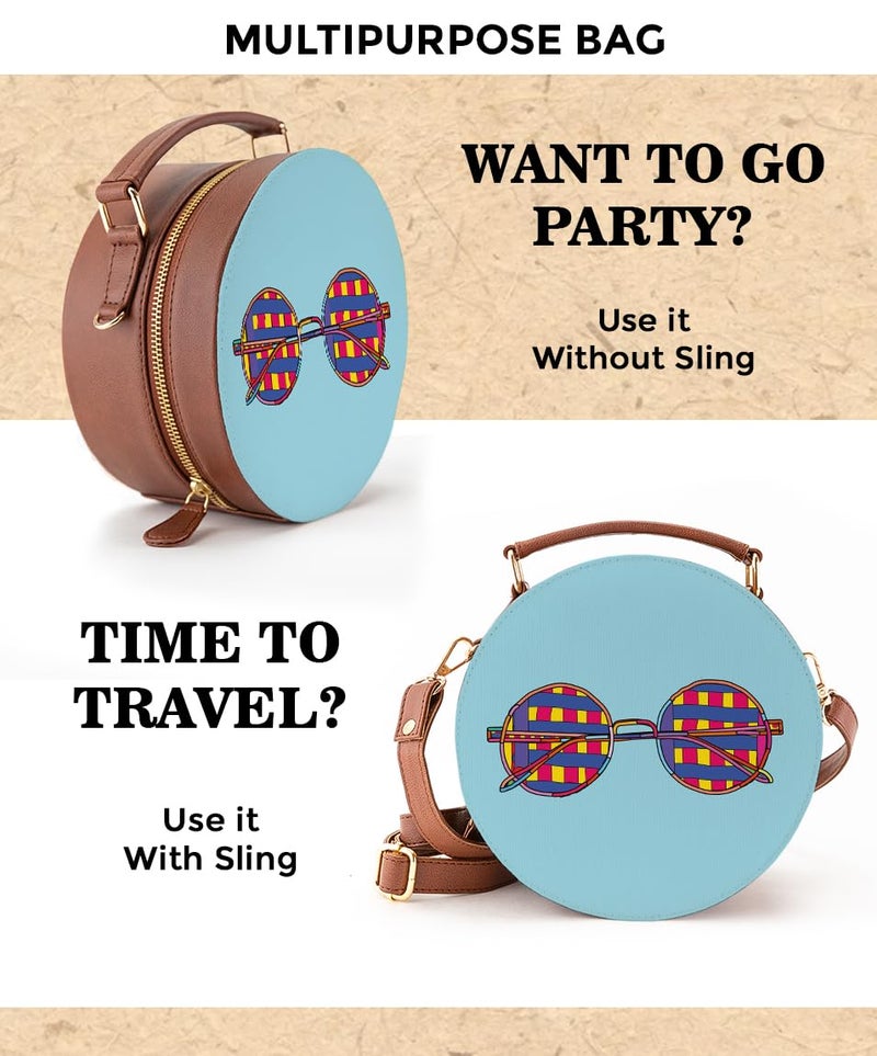 Kalankit Round Sling Bag for Women & Girls | Stylish Vegan Leather Crossbody Purse | Side Bag with Strap | Valentine Gift | Birthday Present | Travel-Friendly | Funky - Image 5