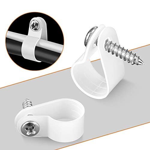 Temoyj 100 Pack 1/2 Inch Cable Clips, Rope Light P-Style Mounting Clips with Compatible Stainless Steel Pan Head Phillips Screws - Image 3
