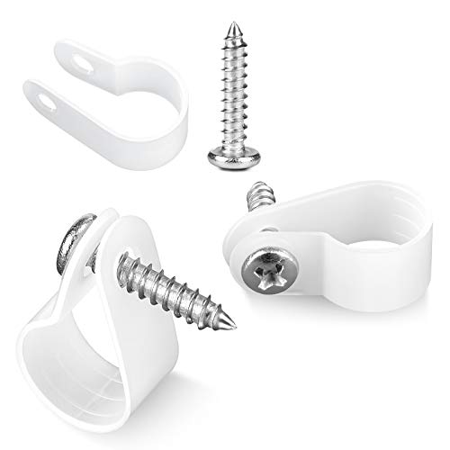 Temoyj 100 Pack 1/2 Inch Cable Clips, Rope Light P-Style Mounting Clips with Compatible Stainless Steel Pan Head Phillips Screws - Image 1