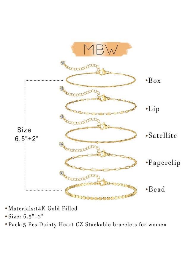 MBW Gold Bracelets For Women Trendy, Dainty 14K Gold Plated Bracelet Stack Beaded Chain Bracelet Set Thin Small Cute Paperclip Bracelets Fashion Waterproof Jewelry Gift Gold Accessories For Women - Image 5