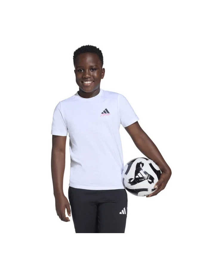 اديداس تيشيرت أديداس  ميسي جي تي أبيض برسومات للأطفال