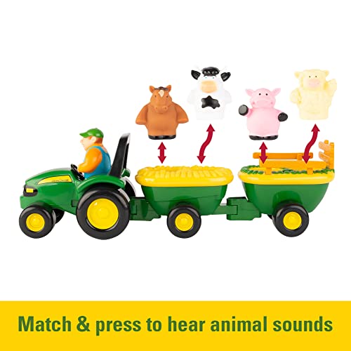 TOMY John Deere Animal Sounds Hayride Musical Tractor Toy - Musical Hayride Toddler Toys - Includes Farmer Figure, Tractor, and 4 Farm Animals - Toddler Music Toys - Ages 12 Months and Up - Image 2